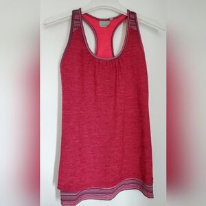 Athleta Layered Fuchsia Racerback Tank Top with Built-In Bra, XL, Up to C Cup